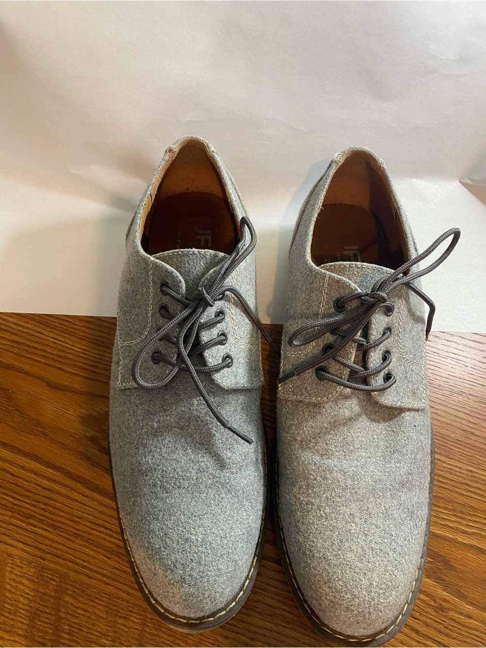 jf j.ferrar Gray Wool Derby Dress Shoes
